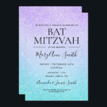 Lila und türkisfarbenes Bat Mitzvah Imitate Glitze Einladung<br><div class="desc">Elegantes "Bat Mitzvah Party" Design mit modernen Lila und türkisfarbenen Imitaten Glitzer Einladungs-Template Paint. Beeindrucken Sie Ihre Familie und Freunde mit diesem stilvollen und eleganten Design. Einfach zu bedienen und einfach zu personalisieren.</div>