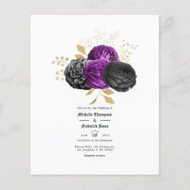Lila und Vintage gotische Blumenhochzeit Flyer