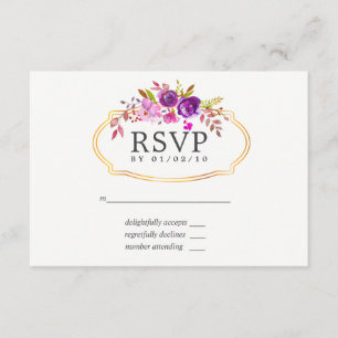 Lila und violette Blumenhochzeit RSVP Karte