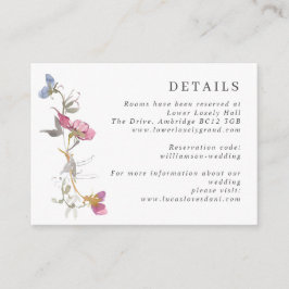 Lila und violette süße Erbsenhochzeit Details Encl Begleitkarte