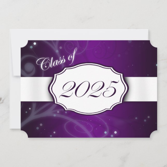 Lila und weiß 2025 Einladungen zur Graduation (Vorderseite)