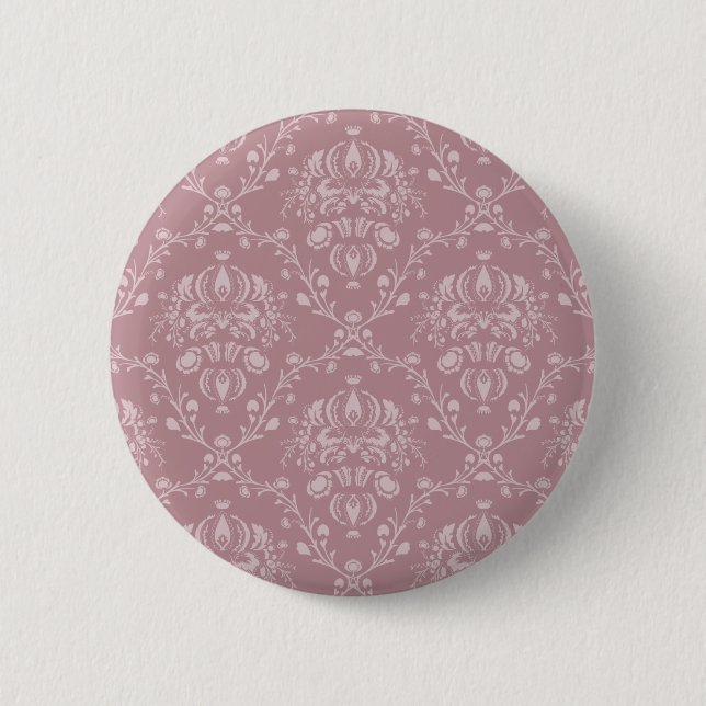Lila und Weiß Damast Button (Vorderseite)