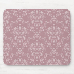 Lila und Weiß Damast Mousepad