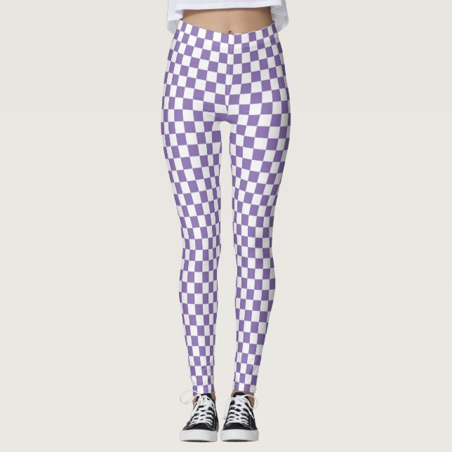 Lila und weiß kariert leggings (Vorderseite)