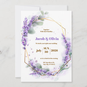 Lila und weiß mit Lavender Wreath Wedding Invi Einladung