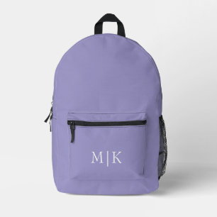 Lila und Weiß   Modernes Monogramm Bedruckter Rucksack
