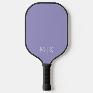 Lila und Weiß   Modernes Monogramm Pickleball Schläger