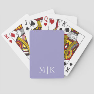 Lila und Weiß   Modernes Monogramm Spielkarten