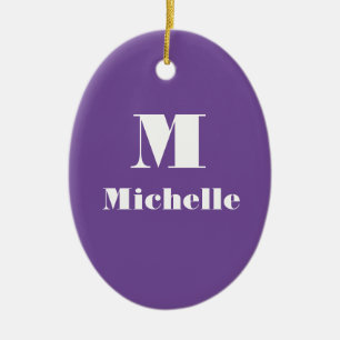 Lila und Weiß Name Anfangsbuchstabe einfarbig  Keramik Ornament