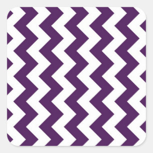 Lila und weiß Zigzag Quadratischer Aufkleber
