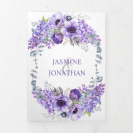 Lila und weiße Anemone, Lila Lilacs Dreifach Gefaltete Einladung
