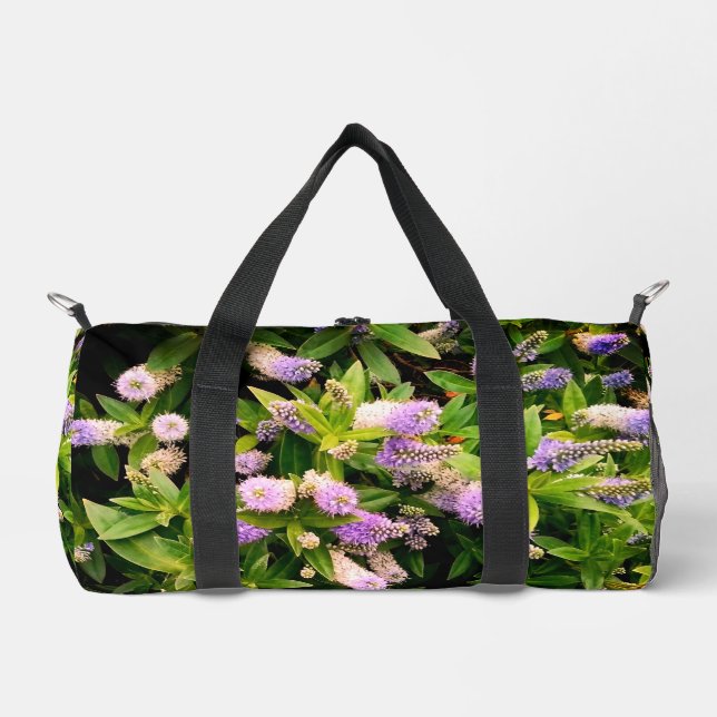 Lila und weiße Blume Duffle Bag (Vorderseite)