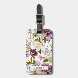Lila und weiße Blume   Elegant floral Gepäckanhänger