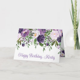 Lila und weiße Blume zum Geburtstag Karte