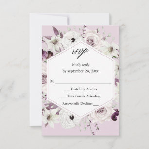 Lila und weiße Blumen ohne Essen RSVP VER - Lavend Karte