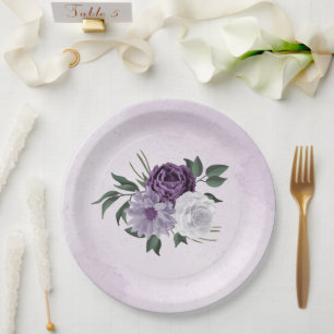 lila und weiße Blumen Pappteller