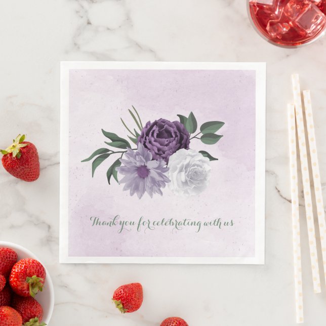 lila und weiße Blumen Serviette (Beispiel)