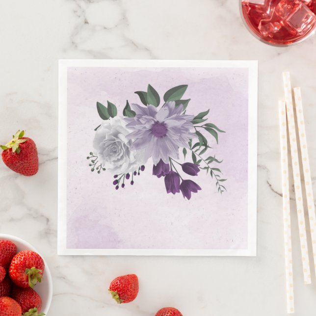 lila und weiße Blumen Serviette (Beispiel)
