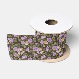 Lila und weiße Blüte in Schwarz Satinband