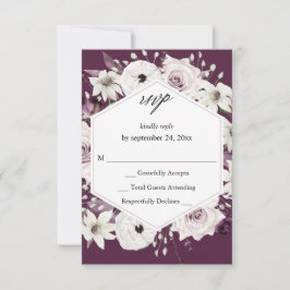 Lila und weiße Blüten ni Mahlzeit UAWG VER - Lila RSVP Karte