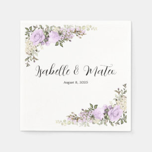 Lila und weiße Blütenhochzeit Serviette
