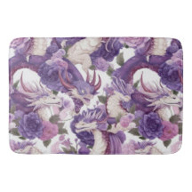 Lila und weiße Drachen und Rose Bath Mat