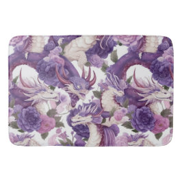 Lila und weiße Drachen und Rose Bath Mat Badematte