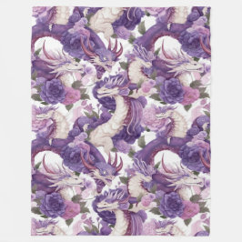 Lila und weiße Drachen und Rose Fleece Blankon