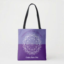 Lila und weiße Eule Mandala Lehreranerkenntnis Tasche