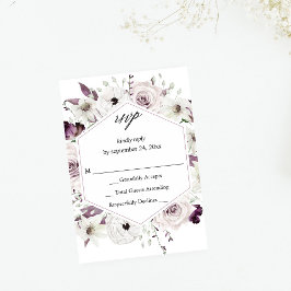 Lila und weiße Flora ni Mahlzeiten UAWG VER RSVP Karte