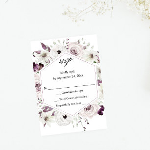 Lila und weiße Flora ni Mahlzeiten UAWG VER RSVP Karte