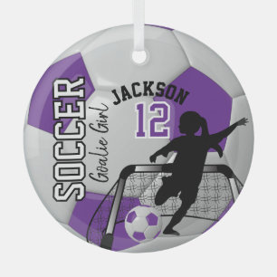 Lila und weiße Fußball-Goalie-⚽ Ornament Aus Glas