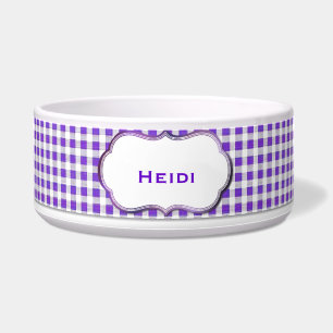 Lila und weiße Gingham Custom Dog Bowl Napf