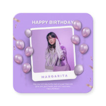 Lila und weiße Illustration Happy Birthday Insta