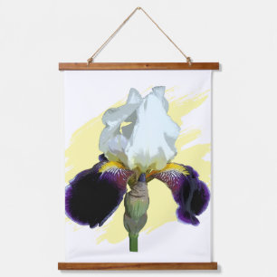 Lila und weiße Iris Wandteppich Mit Holzrahmen