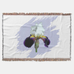 Lila und Weiße Iris-Wurfdecke Decke