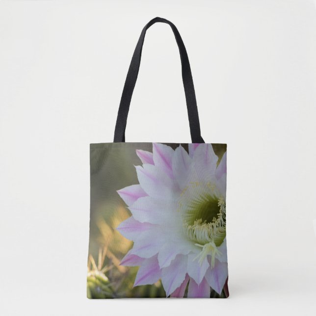 Lila und weiße Kaktus-Blume Tasche (Vorderseite)