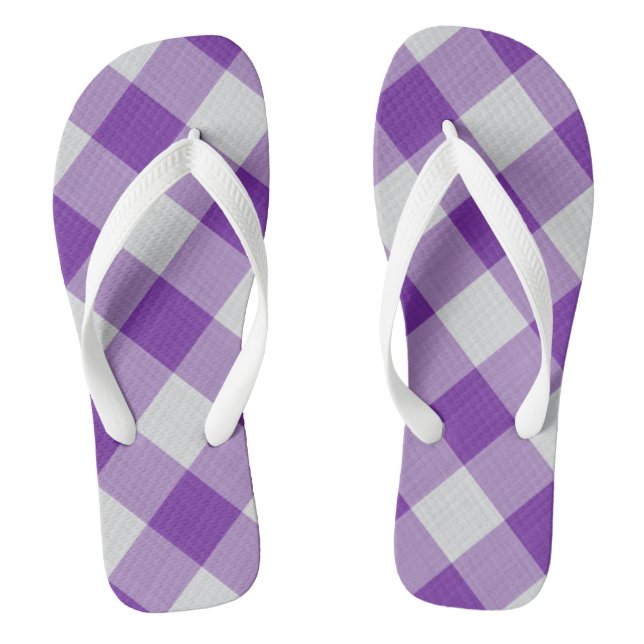 Lila und weiße Karos Cooles klassisches Muster Flip Flops (Fußbett)
