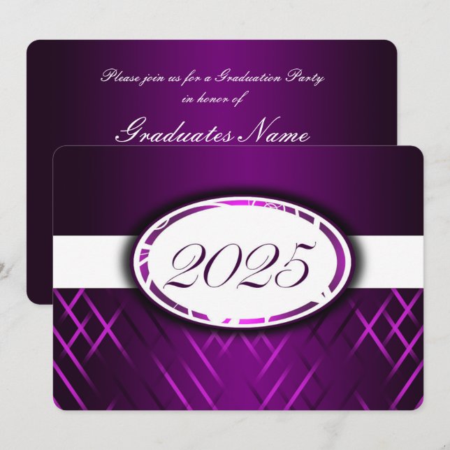 Lila und weiße Klasse des Party 2025 Einladung (Vorne/Hinten)