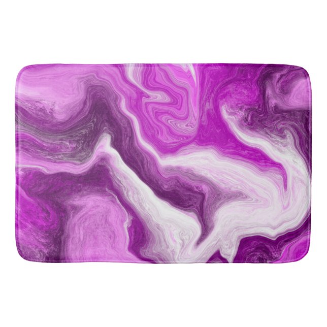 Lila und weiße Marmorbäume Wirbel Fluid Art Badematte (Vorderseite)