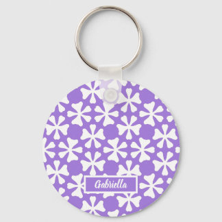 Lila und weiße moderne geometrische Blumengestaltu Schlüsselanhänger