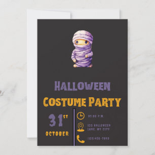 Lila und weiße Mumie moderne schwarze Halloween-Pa Einladung