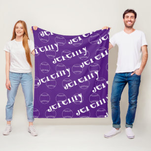 Lila und weiße Neuheit Baseball Fleece Blanket