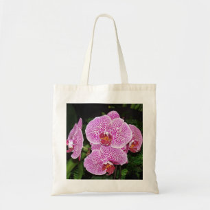 Lila und weiße Orchidee Tragetasche
