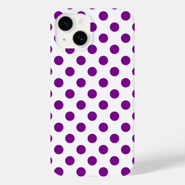 Lila und weiße Polka-Punkte Case-Mate iPhone 14 Hülle (Rückseite)