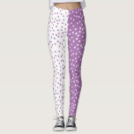 Lila und weiße Polka-Punkte-Farbblock Leggings<br><div class="desc">Dieses Design zeichnet sich durch ein zufälliges Muster von Polka-Punkten in umgekehrten Farben auf jedem Bein aus! Weitere Farbschemata sowie Koordinaten sind in diesem Design verfügbar. Kontaktieren Sie uns,  wenn Sie dieses Design für ein bestimmtes Produkt! Vielen Dank,  dass Sie ein DoodleLulu von 2. Juni Bugs Design gesehen haben!</div>