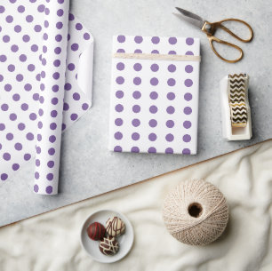 Lila und weiße Polka-Punkte gepunktetes Muster Geschenkpapier