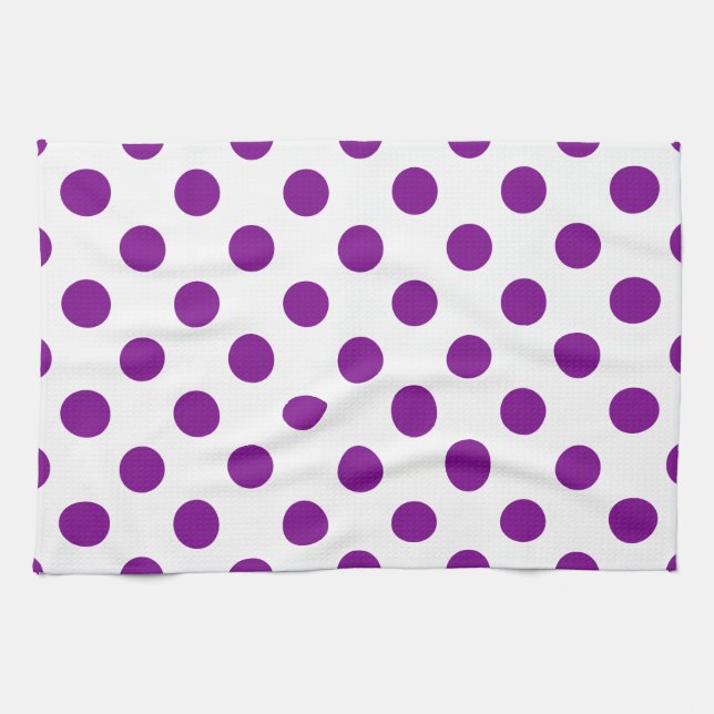 Lila und weiße Polka-Punkte Geschirrtuch (Horizontal)