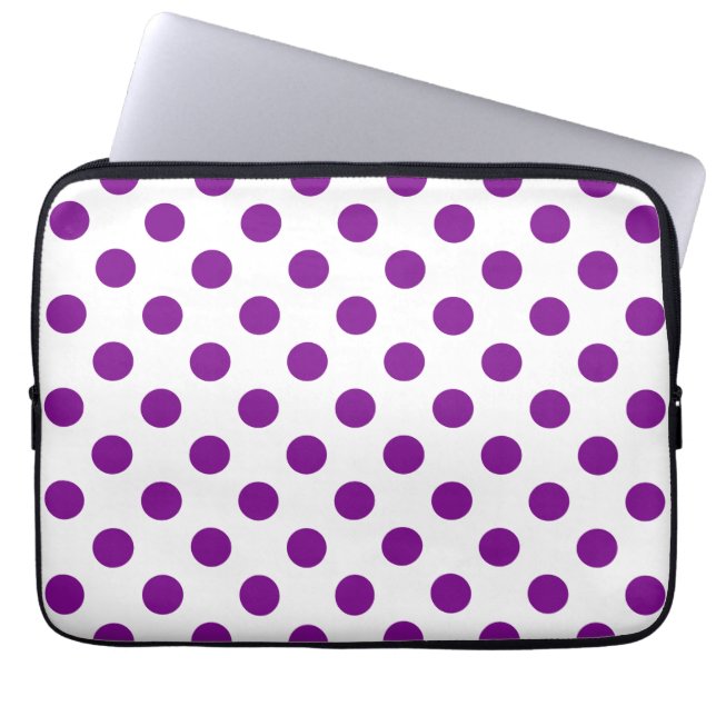 Lila und weiße Polka-Punkte Laptopschutzhülle (Vorderseite)