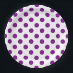 Lila und weiße Polka-Punkte Pappteller<br><div class="desc">Lila und weiße Polka-Punkte</div>